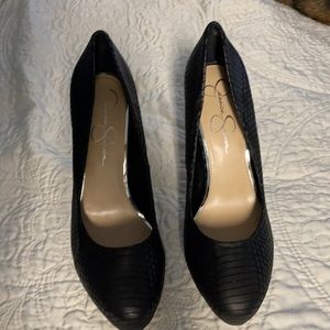 Jessica Simpson black snake skin heels size 9.5